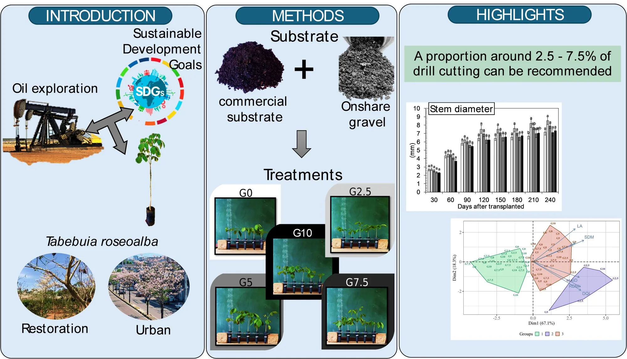 Drill cuttings from oil exploration improve properties of substrate and growth of Ipê-branco (Tabebuia roseoalba) seedlings
