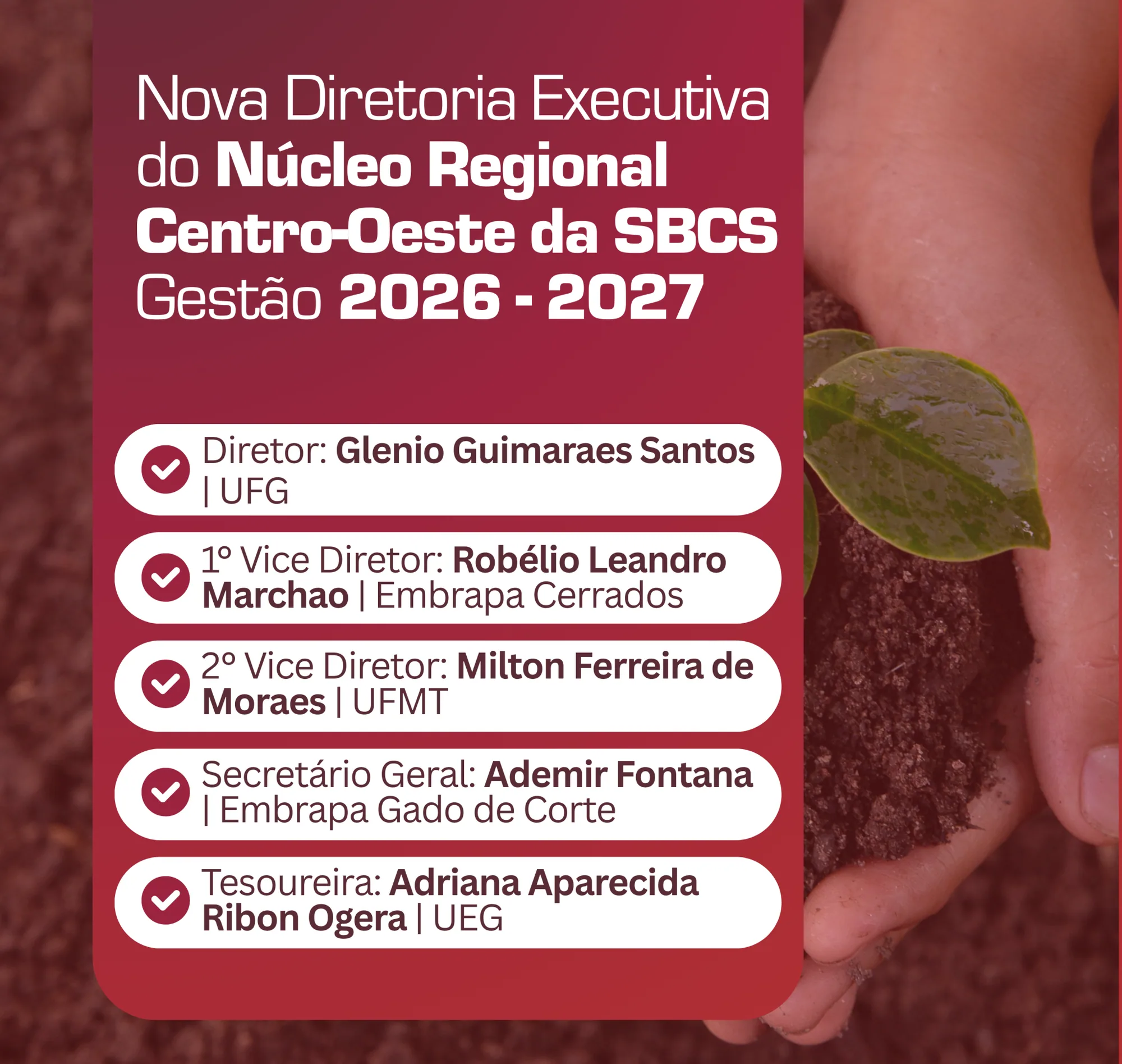 Nova Diretoria Executiva do Núcleo Regional Centro-Oeste da SBCS – Gestão 2026-2027